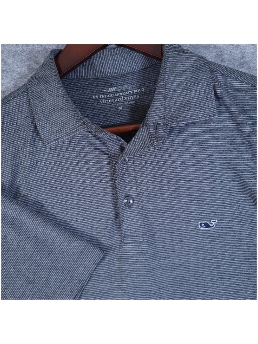 Vineyard Vines On The Go Sankaty Polo Medium St Jean Stripe Gray Performance